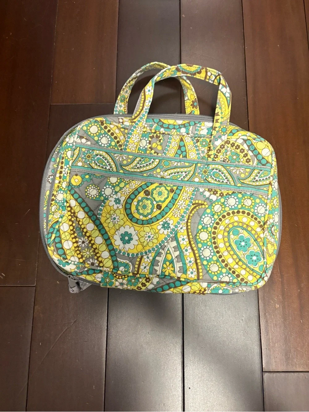 Vera Bradley Yellow & Teal Quilted Paisley Tote